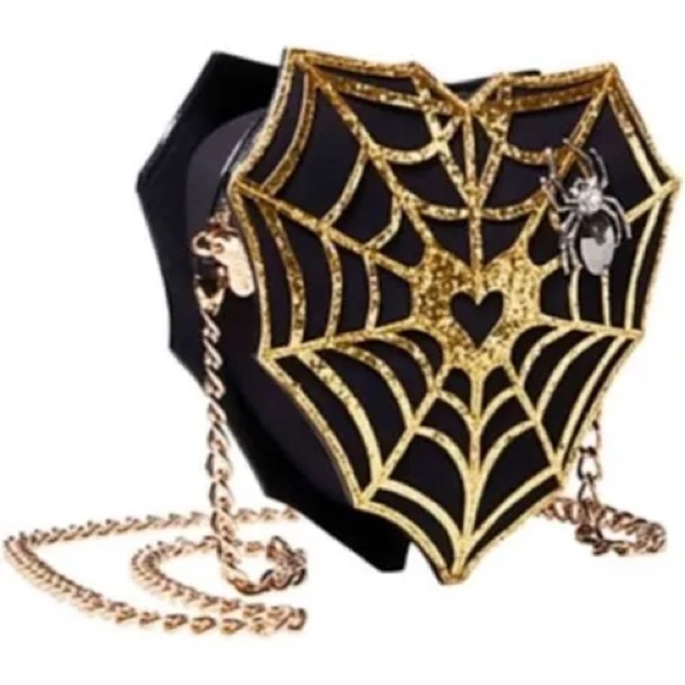 Gold and Black Spider Web Betsy Johnson Bag